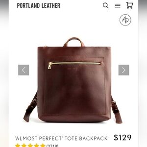 Portland Leather Goods 'Almost Perfect' Tote Backpack Cognac *make me an offer*